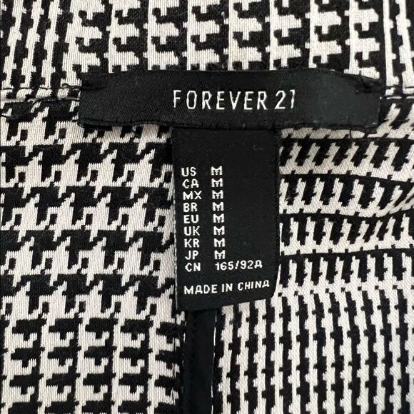 Forever 21 black and white jacket blazer houndstooth print size medium womens - Picture 3 of 5